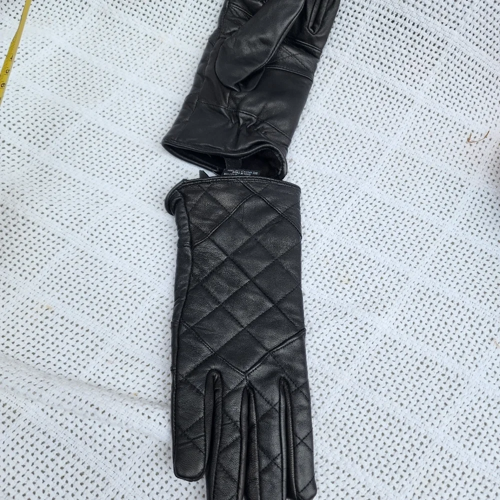 Vintage Newstock Black patchwork‎ gloves NWOT M